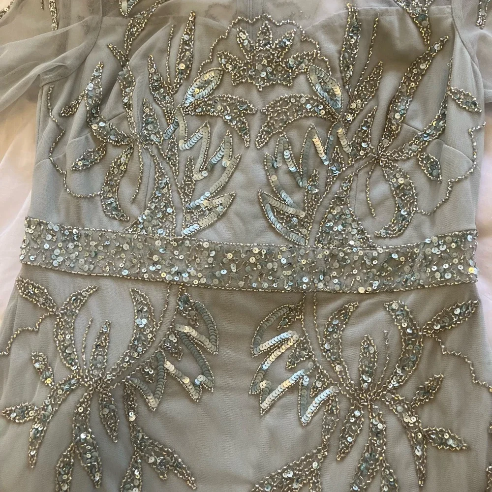 Adrianna Papell Frosted Sage Embellished Dress - Picture 2 of 8